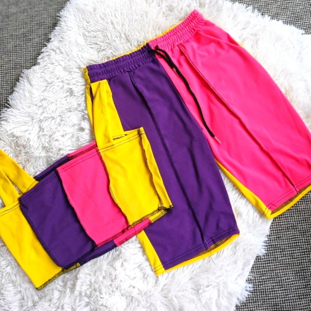 Color Block Short Set